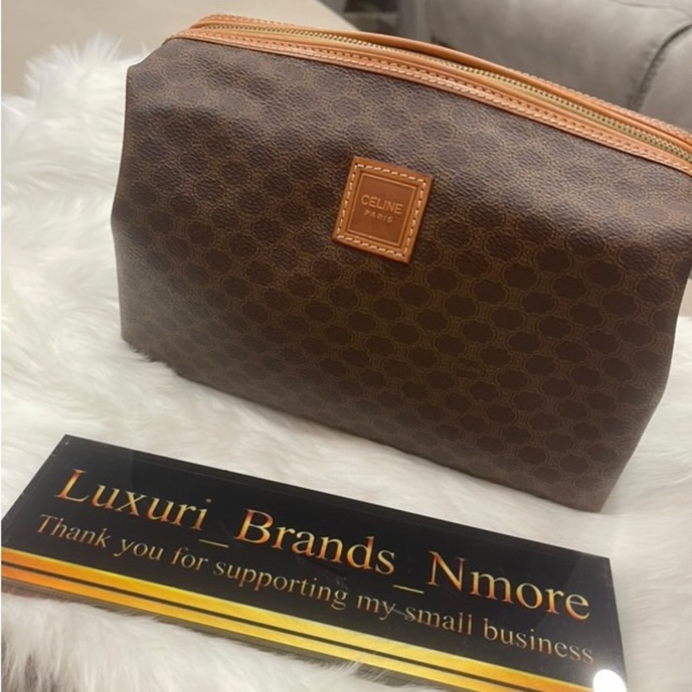 CELINE Tan and Brown Toiletry Bag